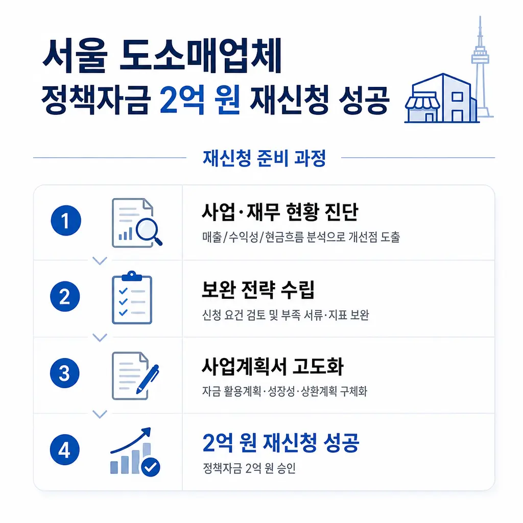 서울 도소매업체가 정책자금 2억 원 재신청에 성공한 준비 과정