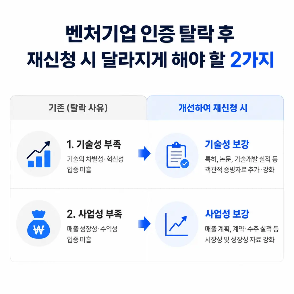 벤처기업 인증 탈락 후 재신청할 때 뭘 달라지게 해야 할까?