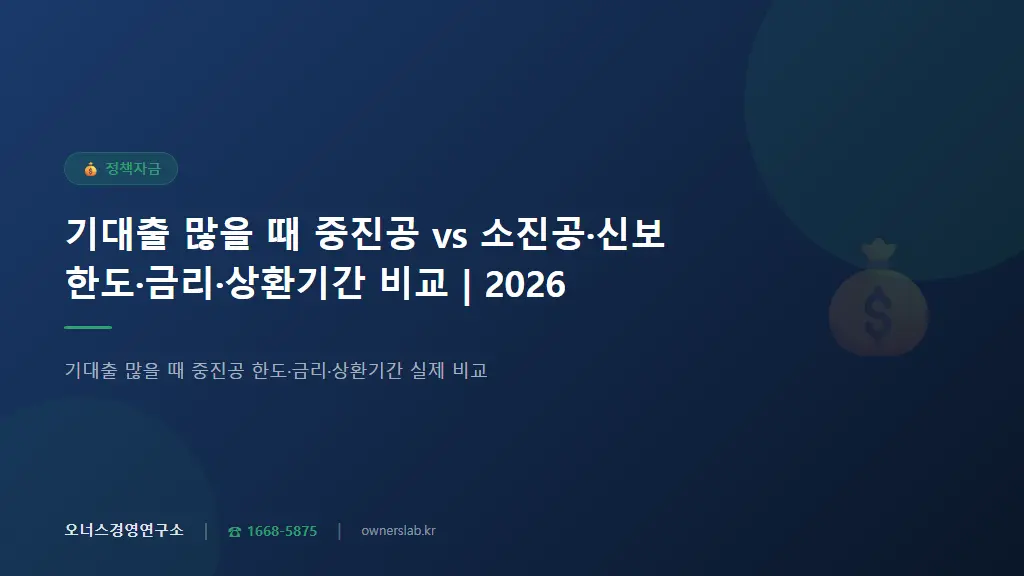 기대출 많을 때 중진공 vs 소진공·신보 한도·금리·상환기간 비교 | 2026