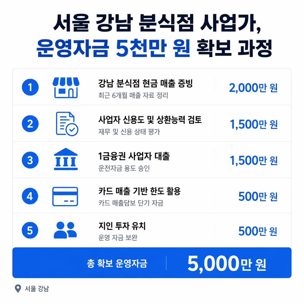 서울 강남 분식점 사업가가 운영자금 5천만을 확보한 과정