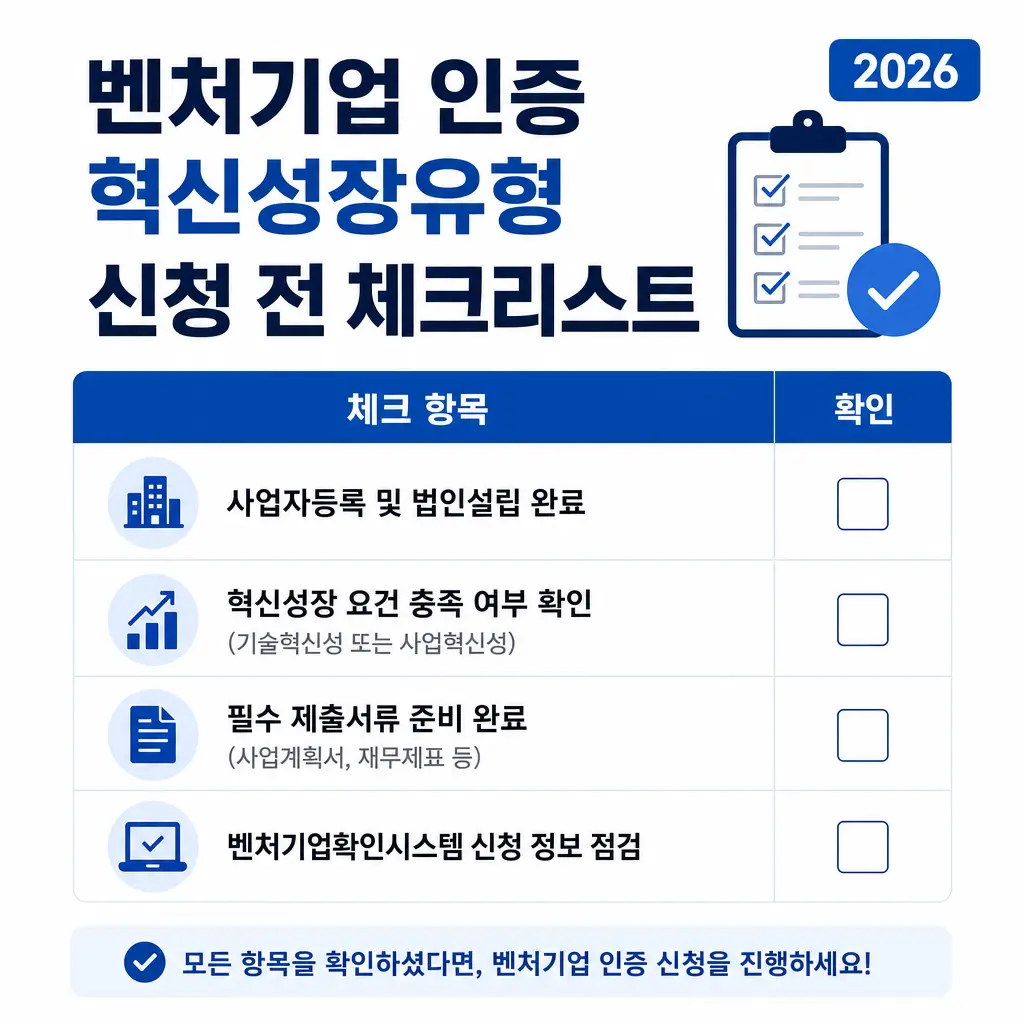 벤처기업 인증 혁신성장유형 신청 전 체크리스트 2026