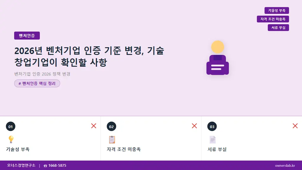 2026년 벤처기업 인증 기준 변경, 기술 창업기업이 확인할 사항