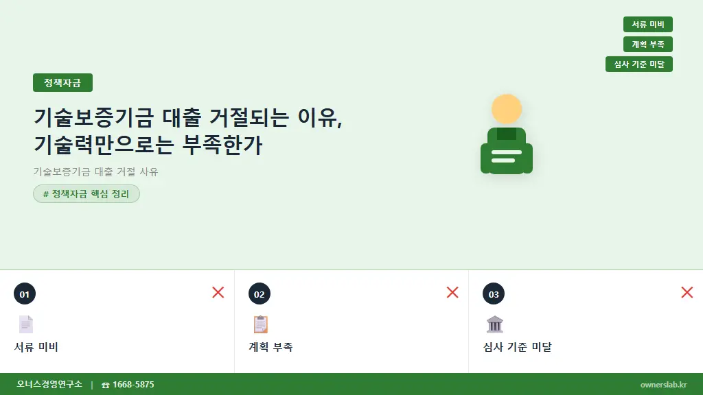 기술보증기금 대출 거절되는 이유, 기술력만으로는 부족한가