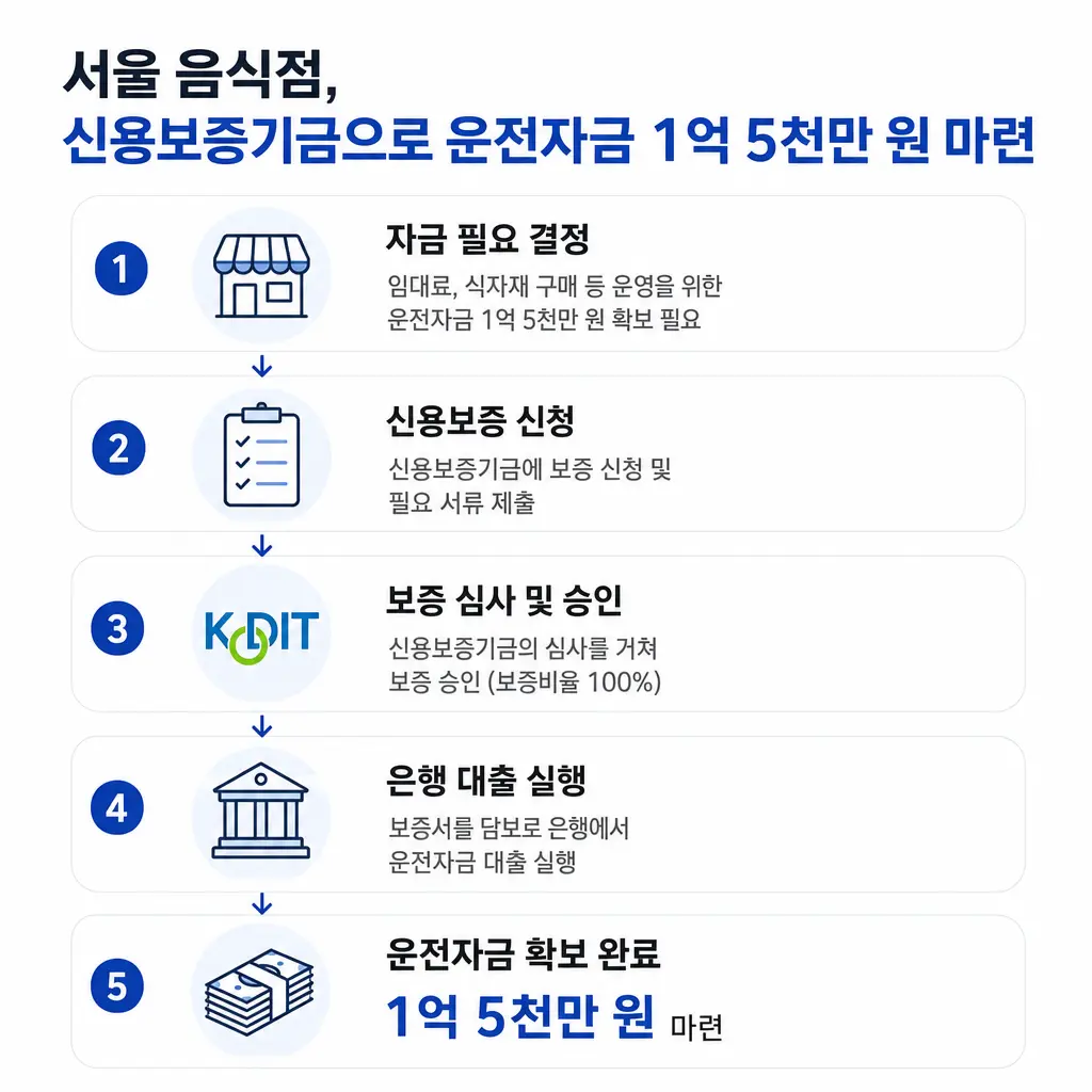 서울 음식점이 신용보증기금으로 운전자금 1억 5천만 원을 준비한 과정