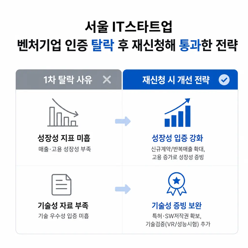 서울 IT스타트업이 벤처기업 인증 탈락 후 재신청해 통과한 전략