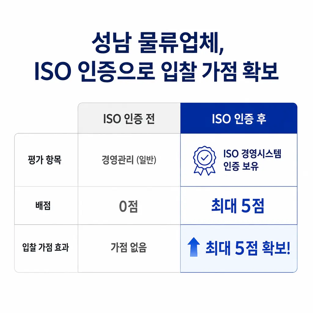 성남 물류업체가 ISO 인증으로 입찰 가점 확보한 사례