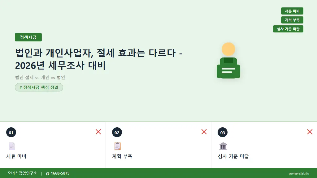 법인과 개인사업자, 절세 효과는 다르다 - 2026년 세무조사 대비