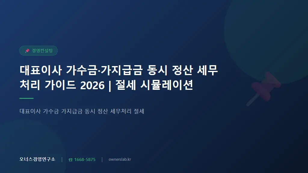 대표이사 가수금·가지급금 동시 정산 세무처리 가이드 2026 | 절세 시뮬레이션