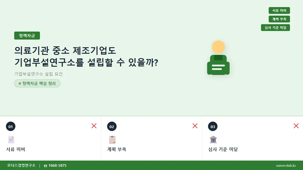 의료기관 중소 제조기업도 기업부설연구소를 설립할 수 있을까?