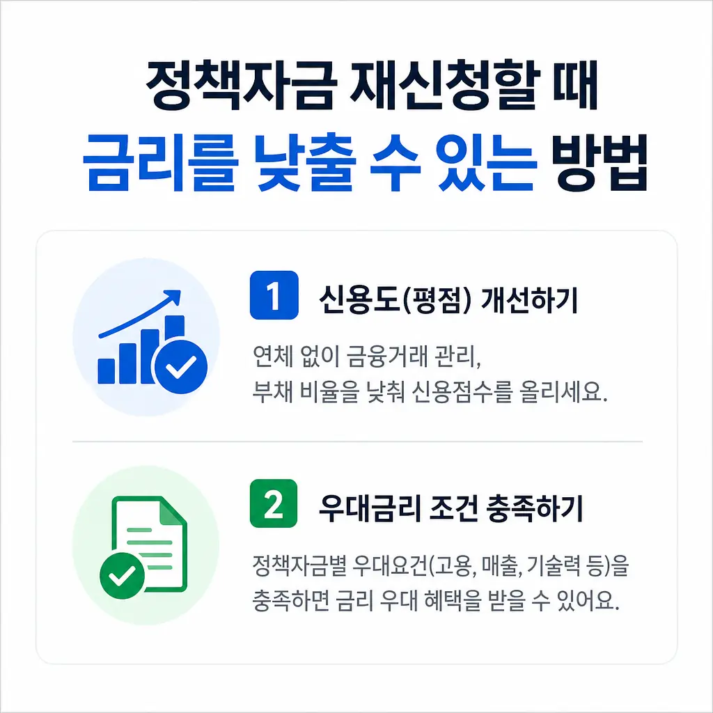 정책자금 재신청할 때 금리를 낮출 수 있는 방법은?