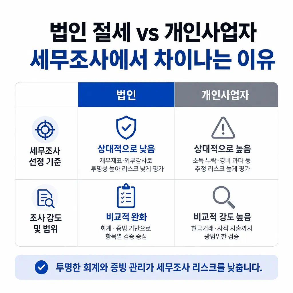 법인 절세 vs 개인사업자, 세무조사에서 차이나는 이유