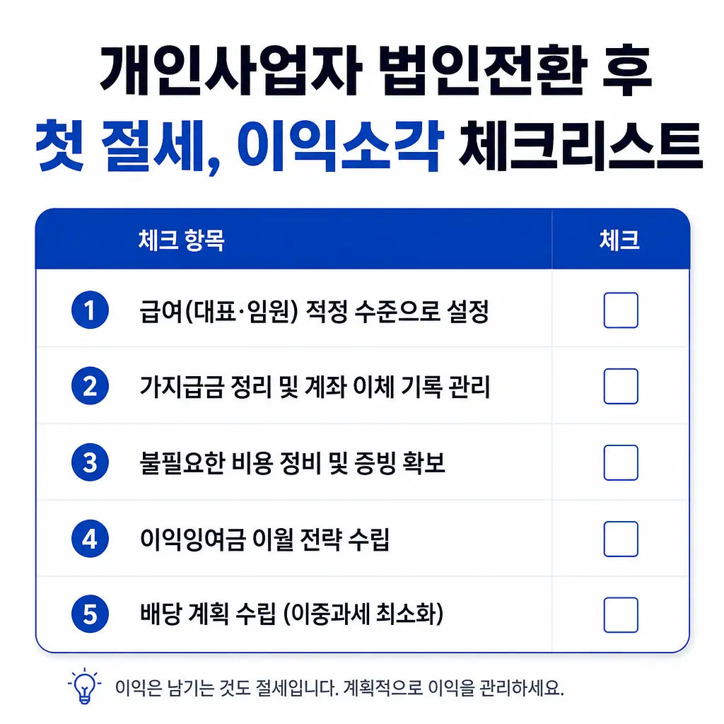 개인사업자 법인전환 후 첫 절세, 이익소각 체크리스트