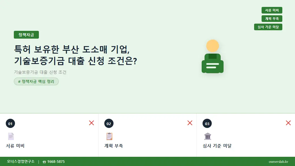 특허 보유한 부산 도소매 기업, 기술보증기금 대출 신청 조건은?