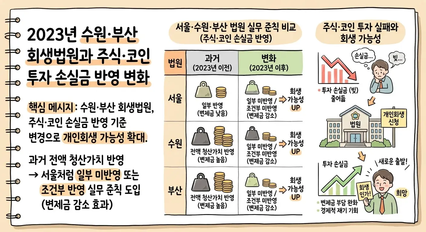 주식빚 개인회생 법원별 기준 인포그래픽
