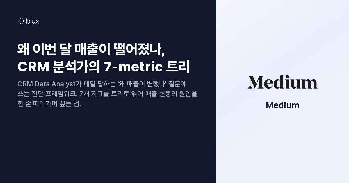 왜 이번 달 매출이 떨어졌나, CRM 분석가의 7-metric 트리