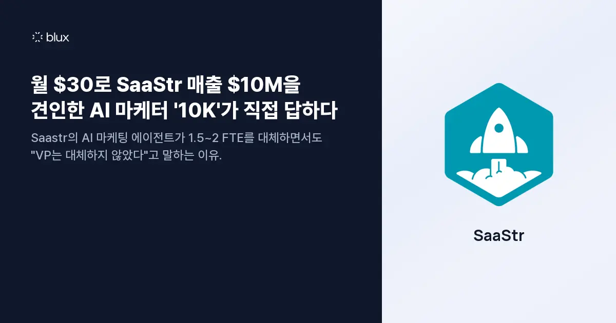 월 $30로 SaaStr 매출 $10M을 견인한 AI 마케터 '10K'가 직접 답하다