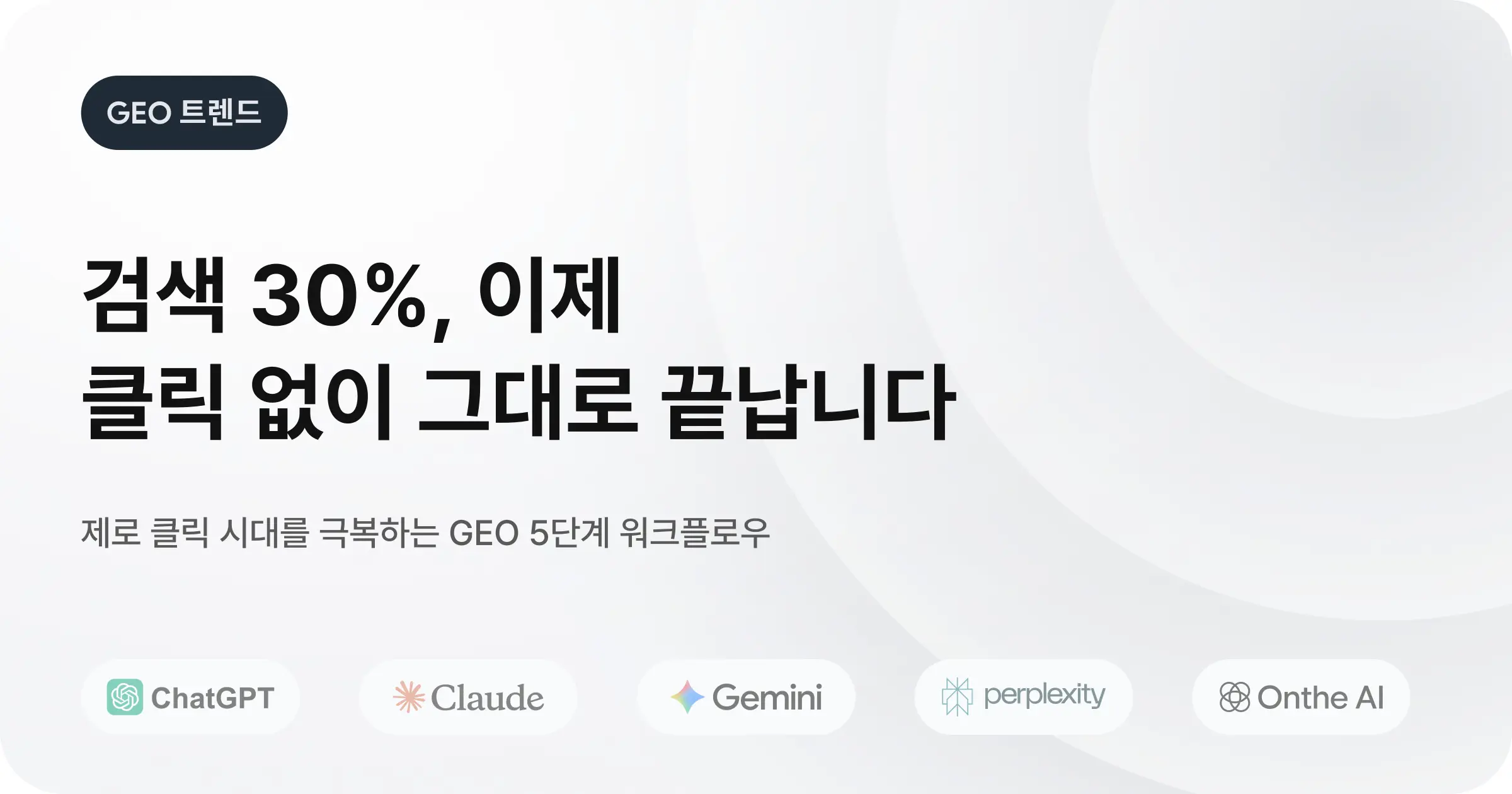제로 클릭 시대, 감소하는 SEO 트래픽을 극복하는 GEO 최적화 워크플로우