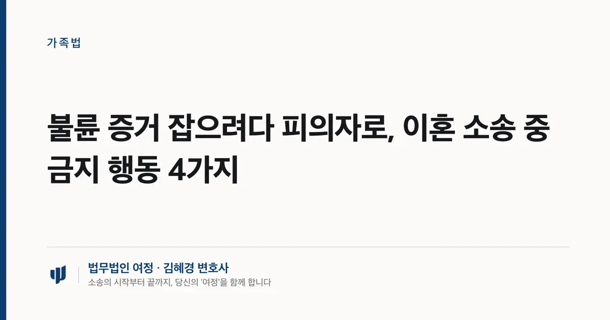 불륜 증거 잡으려다 피의자로, 이혼 소송 중 금지 행동 4가지