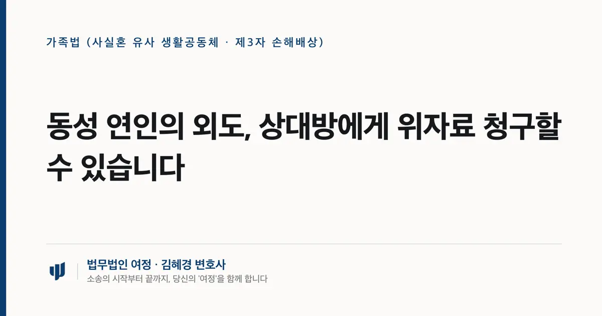 동성 연인의 외도, 상대방에게 위자료 청구할 수 있습니다