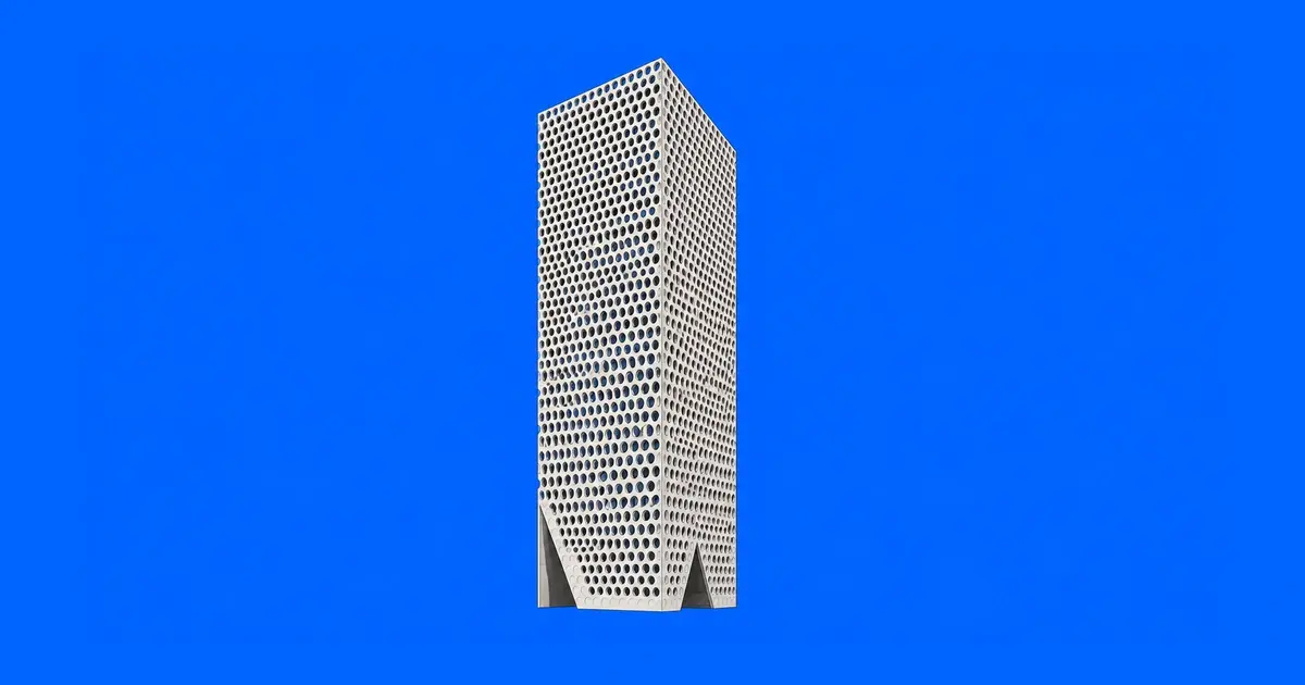 어반하이브 사무실 임대 | 원형 구멍의 콘크리트 외벽과 열린 업무공간