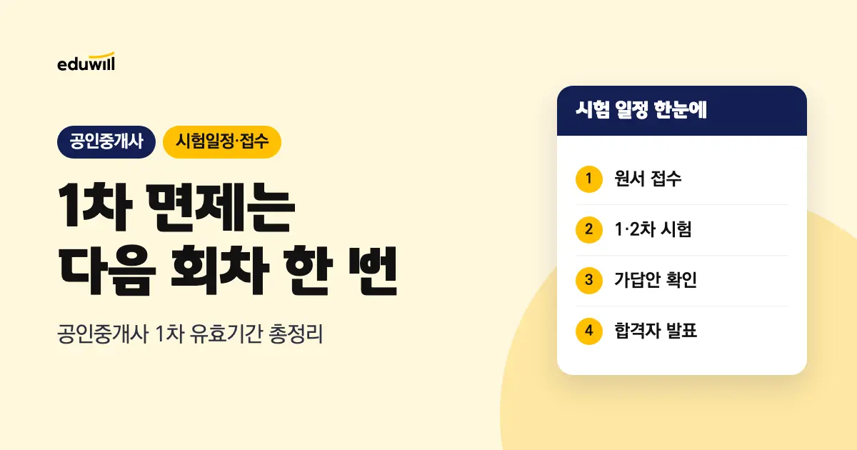 공인중개사 1차 유효기간, 1차 면제는 다음 회차 한 번뿐 (2차만 접수 방법)