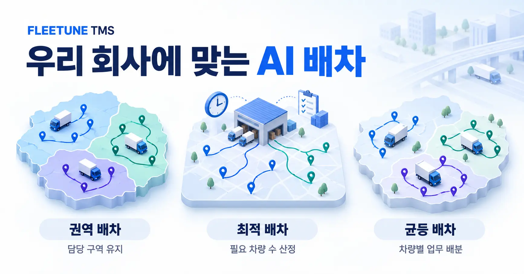 우리 회사에는 어떤 AI 배차가 맞을까? 플릿튠 TMS의 세 가지 배차 방식
