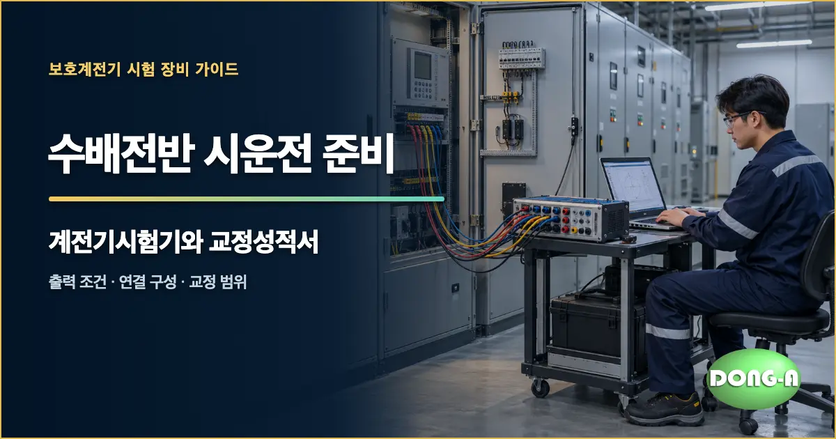 수배전반 시운전 준비: 계전기시험기 교정과 시험 장비 구성