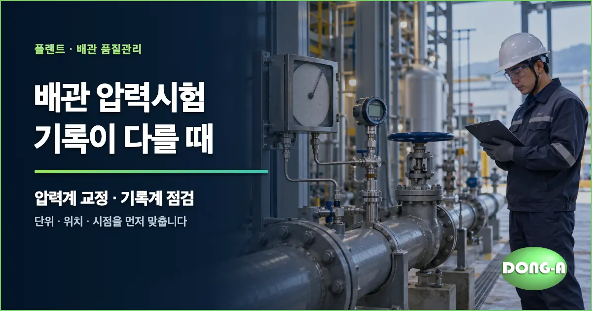 배관 압력시험 기록이 다르다면? 압력계 교정과 기록계 점검
