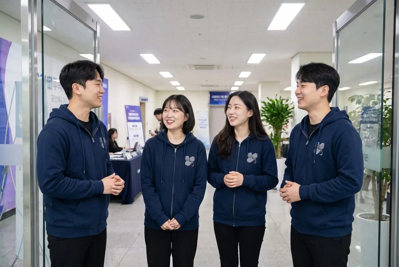 커스텀 후드집업 제작 가이드 2026 — 지퍼·기모·자수 로고, 팀·스태프 유니폼