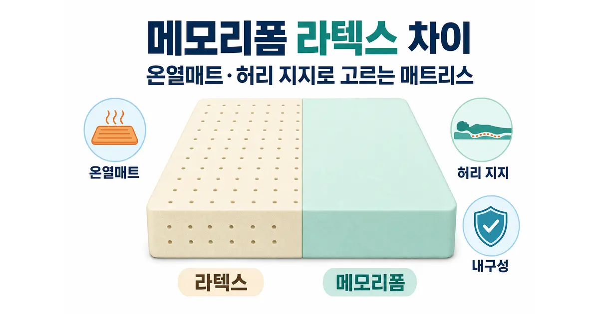 메모리폼 라텍스 차이 | 온열매트·허리 지지로 고르는 매트리스 소재