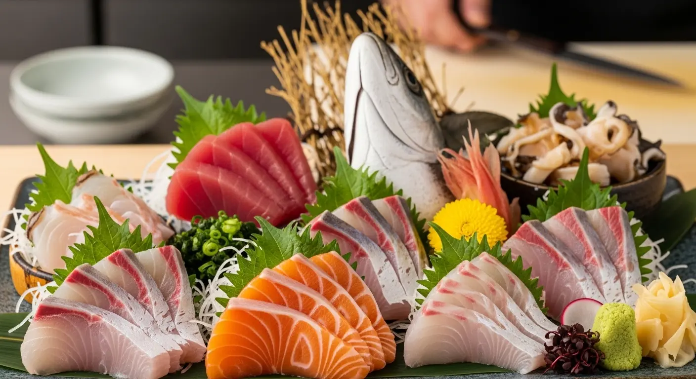 고품질 숙성회가 아름답게 플레이팅된 모습, 고객 만족과 매출 증대를 상징