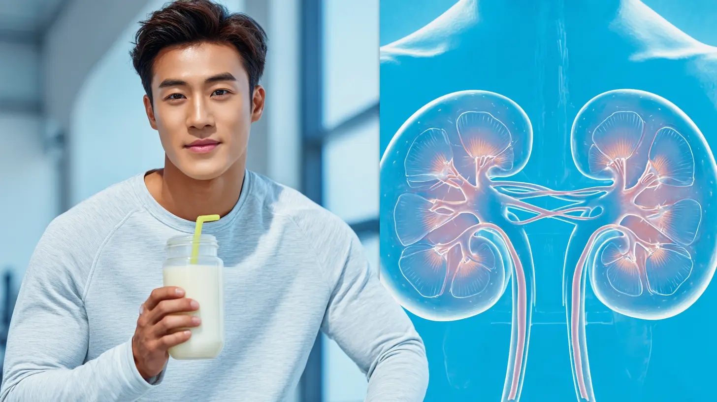 단백질 보충제를 섭취하려는 남성