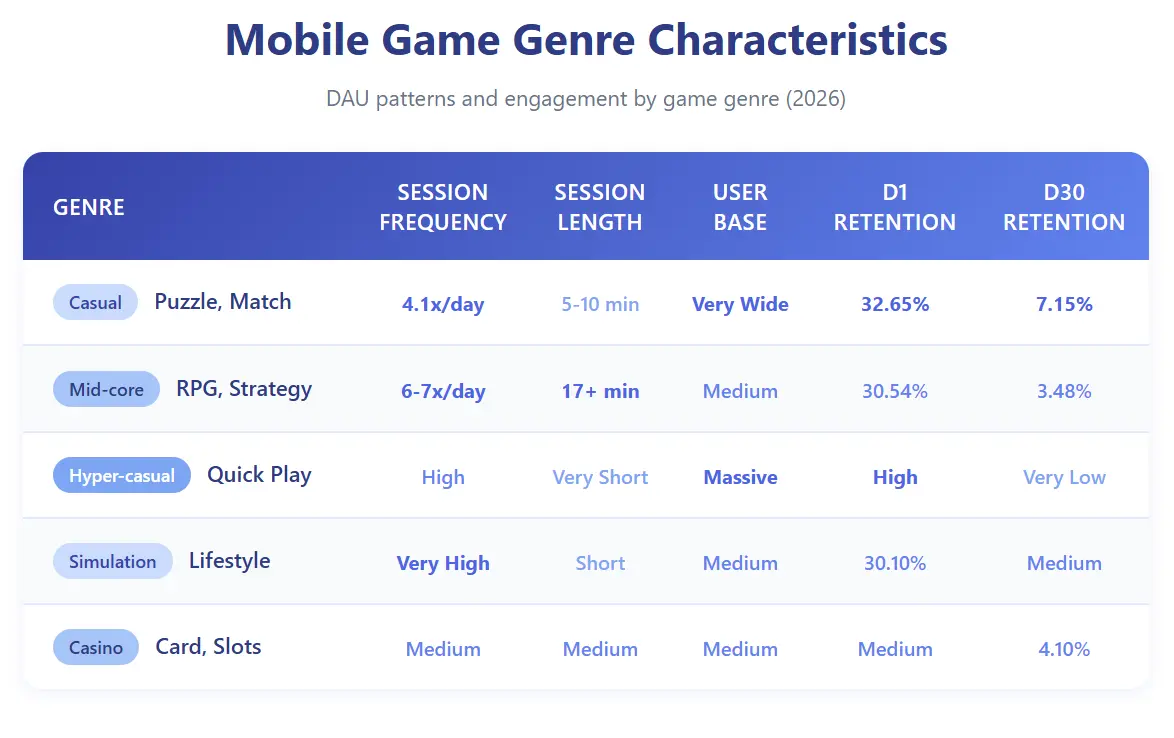 mobile game genre characteristics