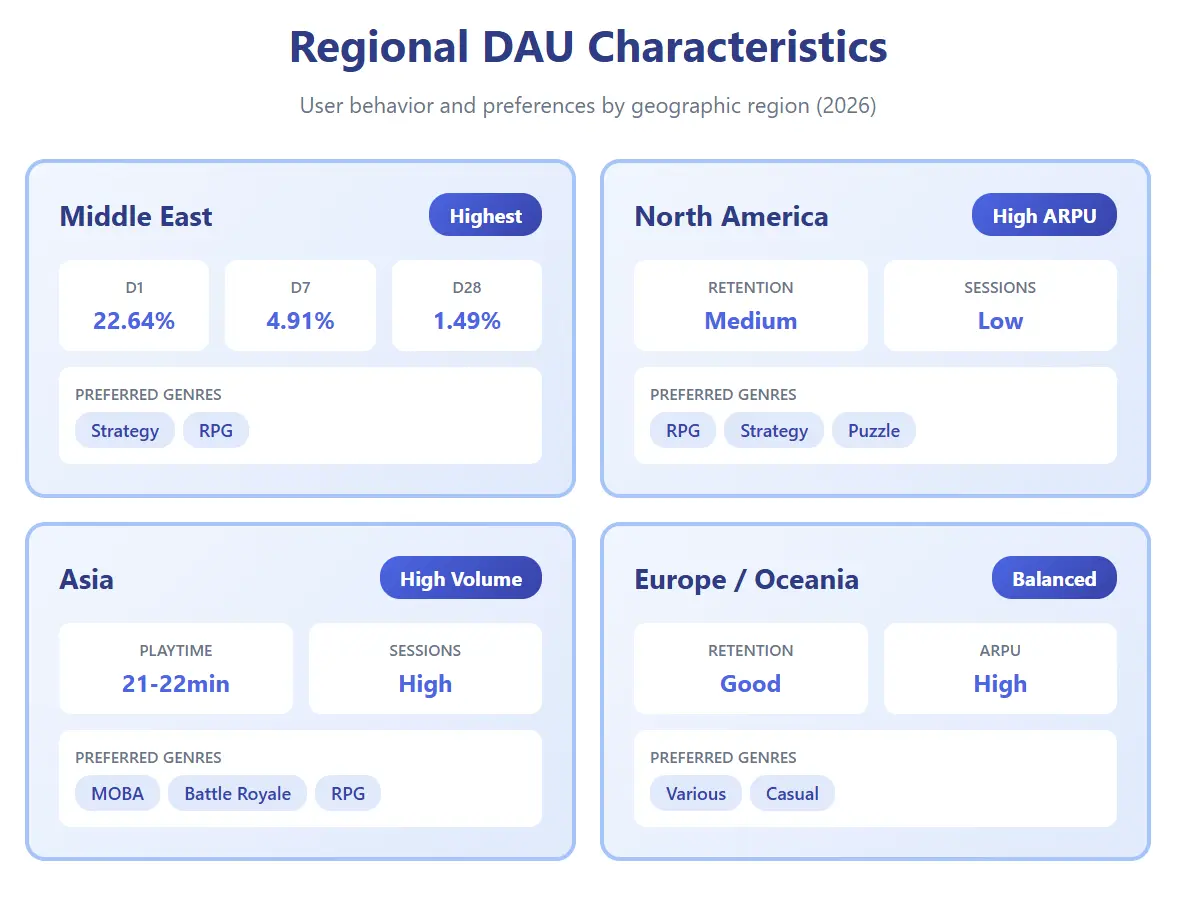 regional DAU characteristics