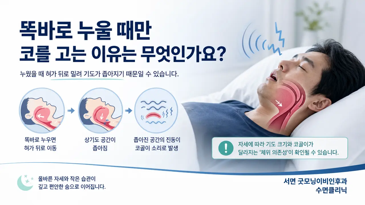 부산 코골이 | 똑바로 누울 때만 코를 고는 이유는 무엇인가요?