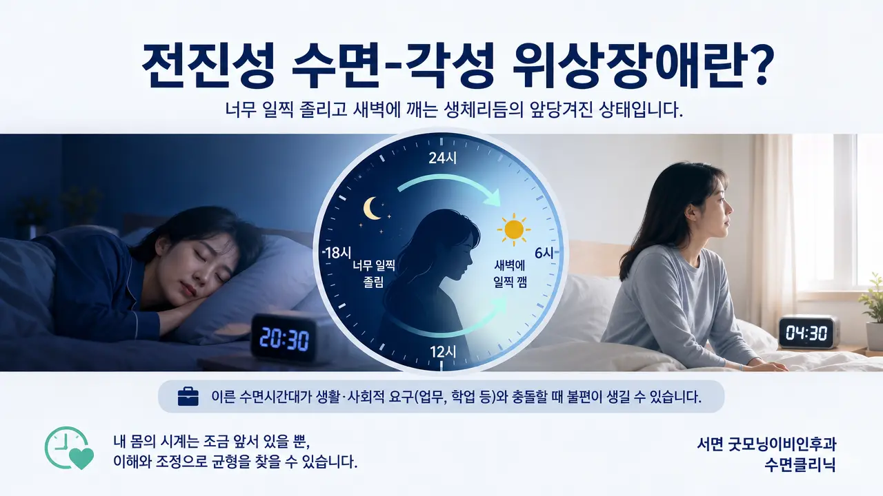 부산수면클리닉 | 너무 일찍 졸리고 새벽에 깨는 전진성 수면-각성 위상장애는 무엇인가요?