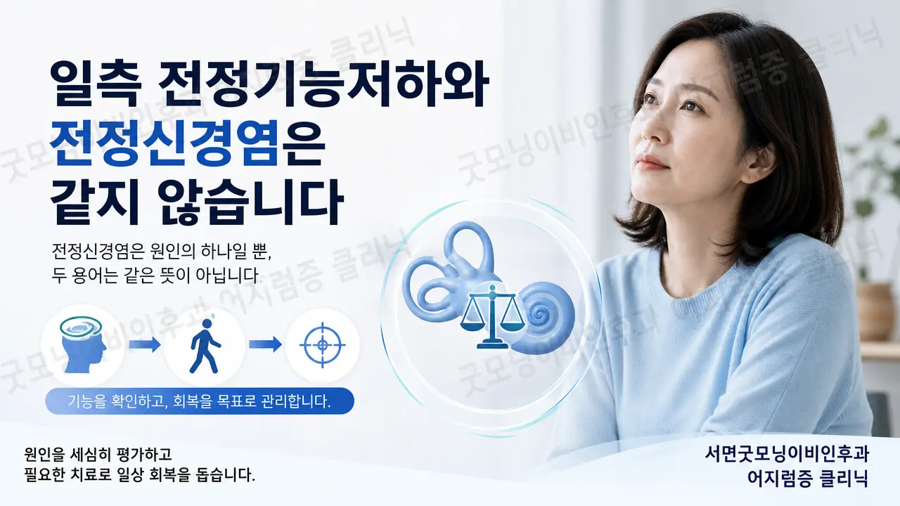 부산어지럼증 | 일측 전정기능저하와 전정신경염은 같은 뜻인가요?
