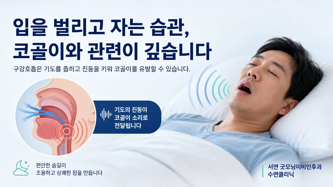 부산코골이 | 입을 벌리고 자는 습관과 코골이는 어떤 관계가 있나요?