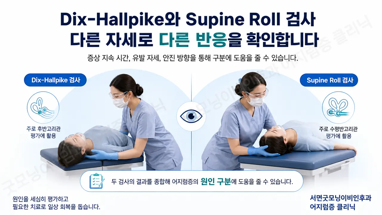 부산 이석증 검사 | Dix-Hallpike 검사와 Supine Roll 검사는 어떻게 다른가요?