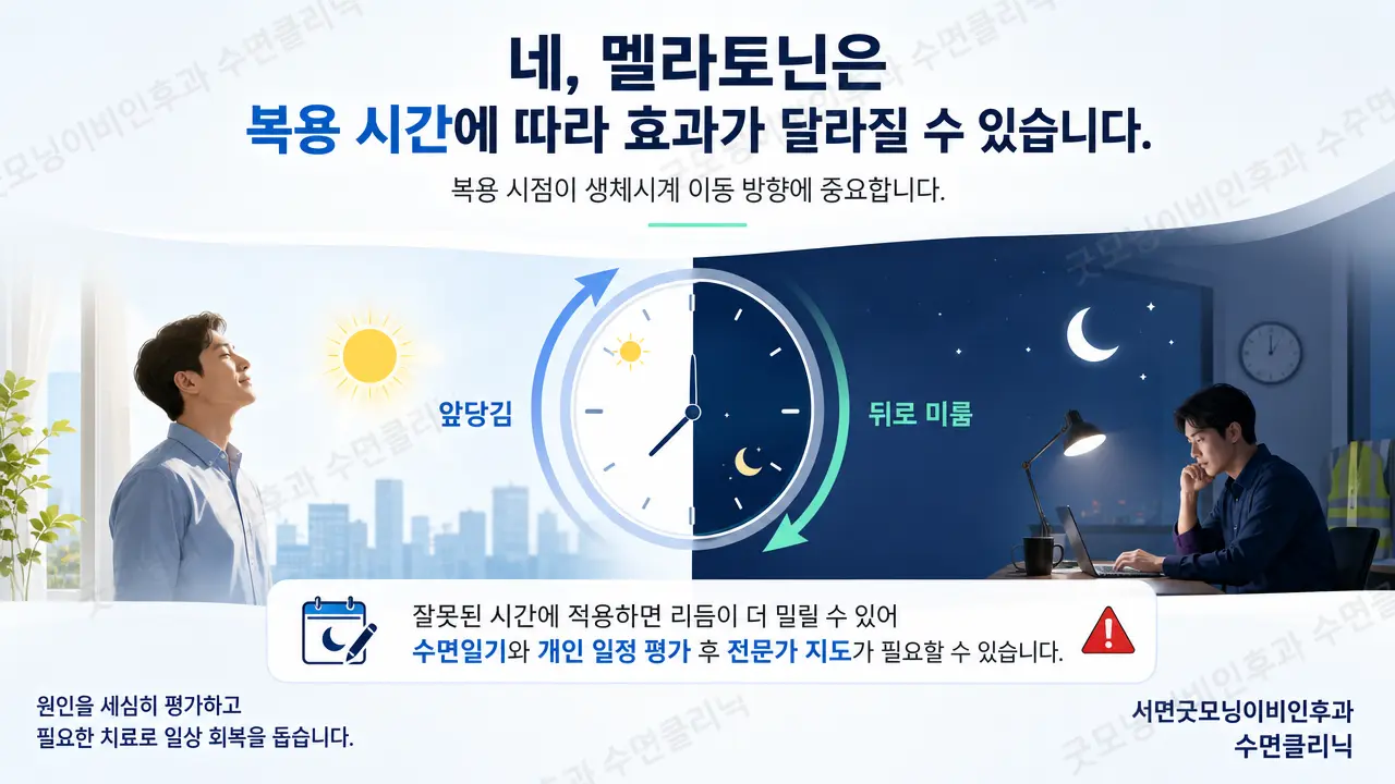 부산수면클리닉 | 멜라토닌은 복용 시간에 따라 효과가 달라지나요?