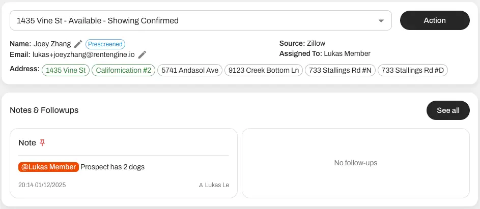 The new Notes & Follow-ups system