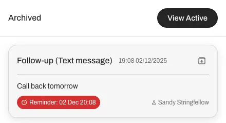 View all archived notes and follow-ups.