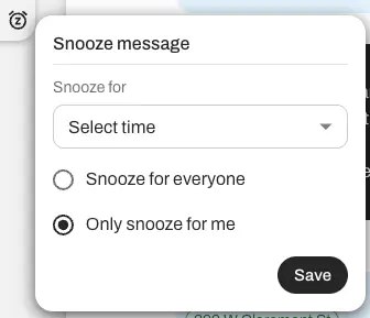 Set your duration and audience when snoozing messages. 