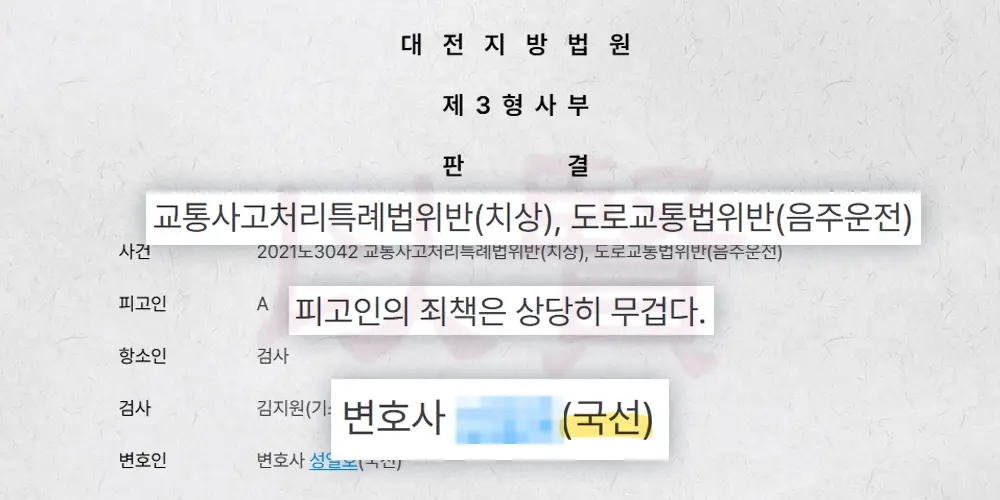 음주운전 초범 국선 변호인 판례