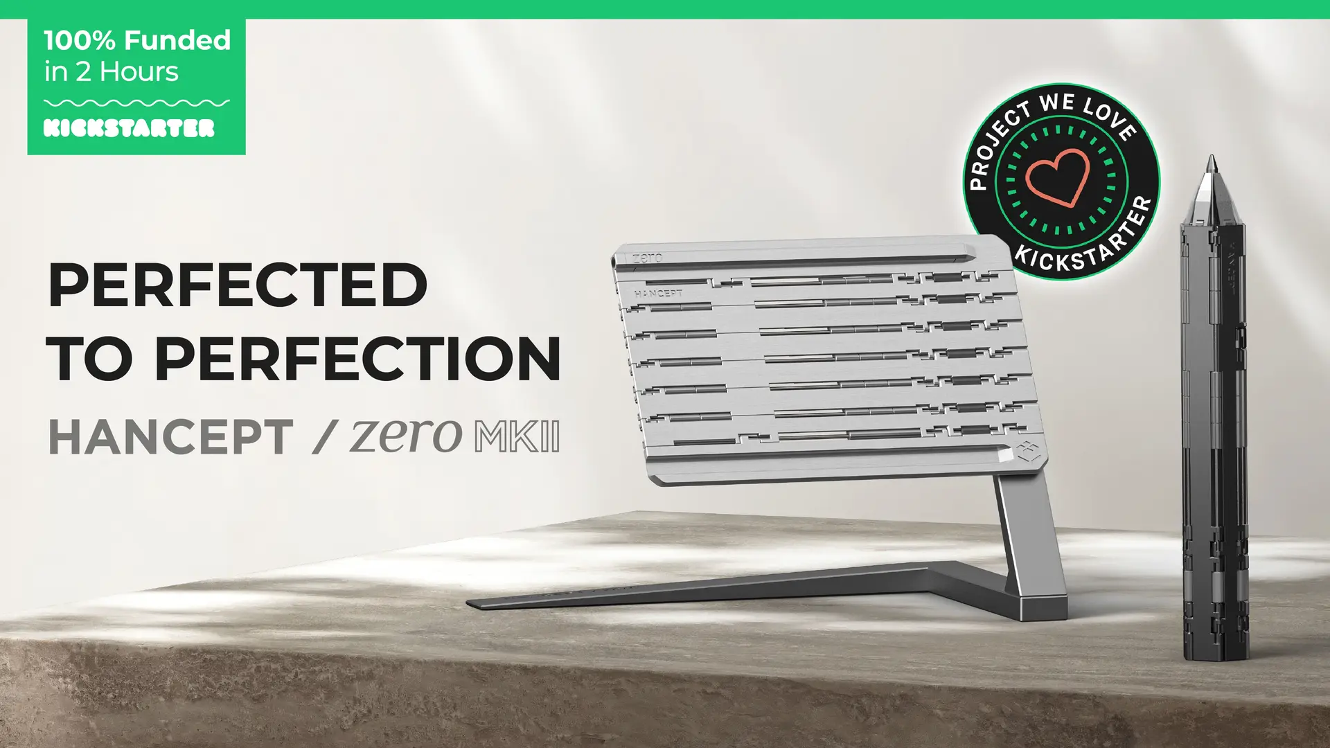 킥스타터에서 2억 3천만 원 펀딩에 성공한 한셉트의 'Zero Mk2'의 프로젝트 썸네일