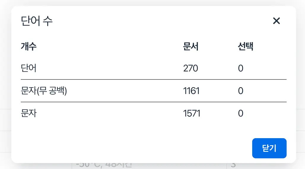 구노 에디터 기능 - 단어수 카운트