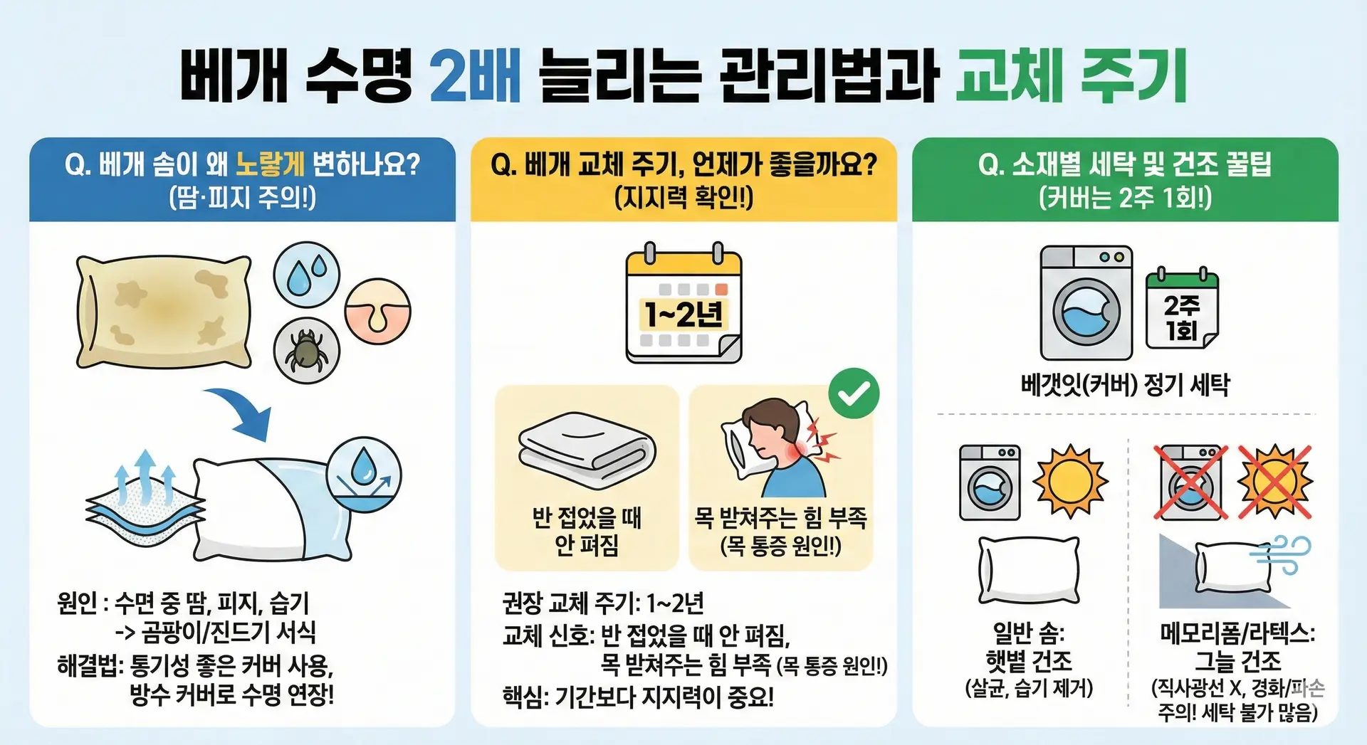 베개 관리 방법