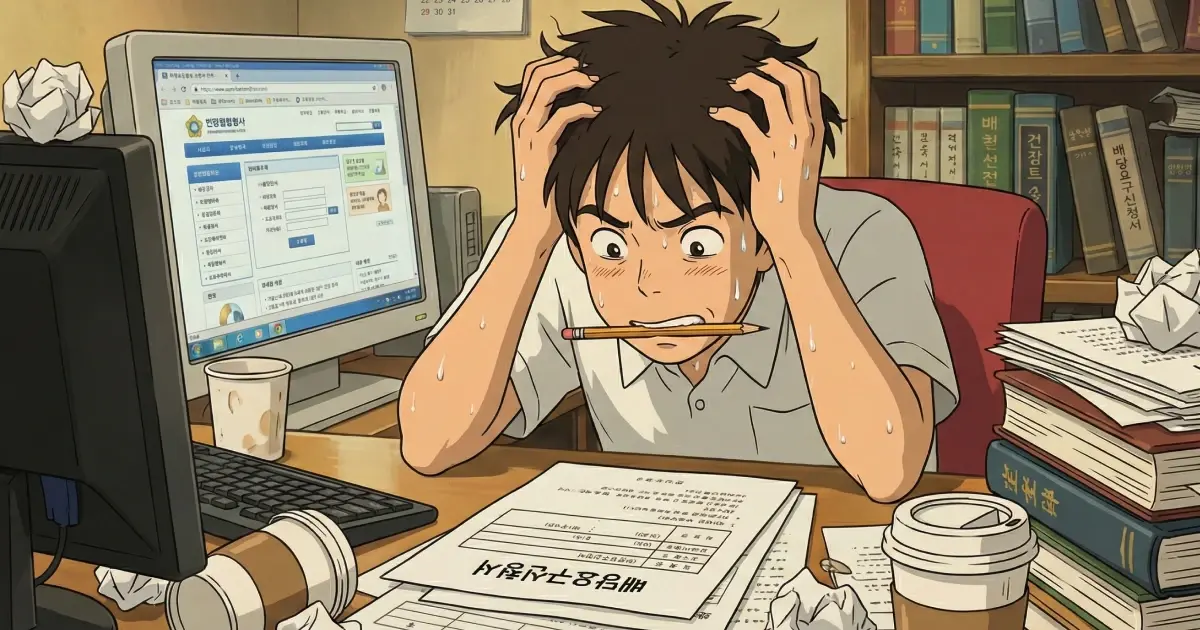 배당요구신청서를 작성하면서 쩔쩔 매는 사람