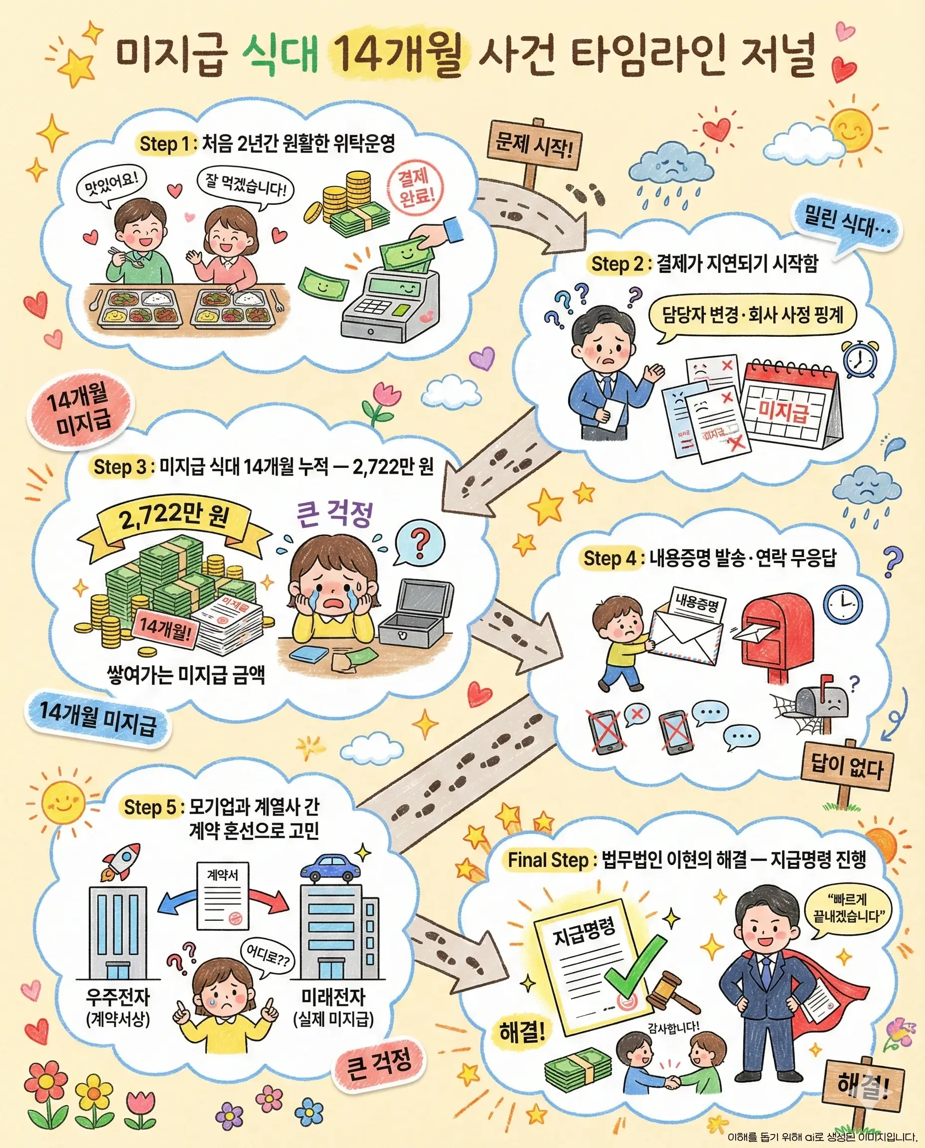 식대 미지급 타임라인