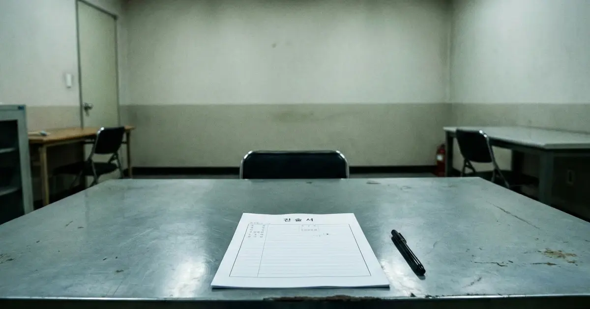 동원훈련 무단불참 사건에서 경찰 조사를 받는 상황을 상징하는 이미지